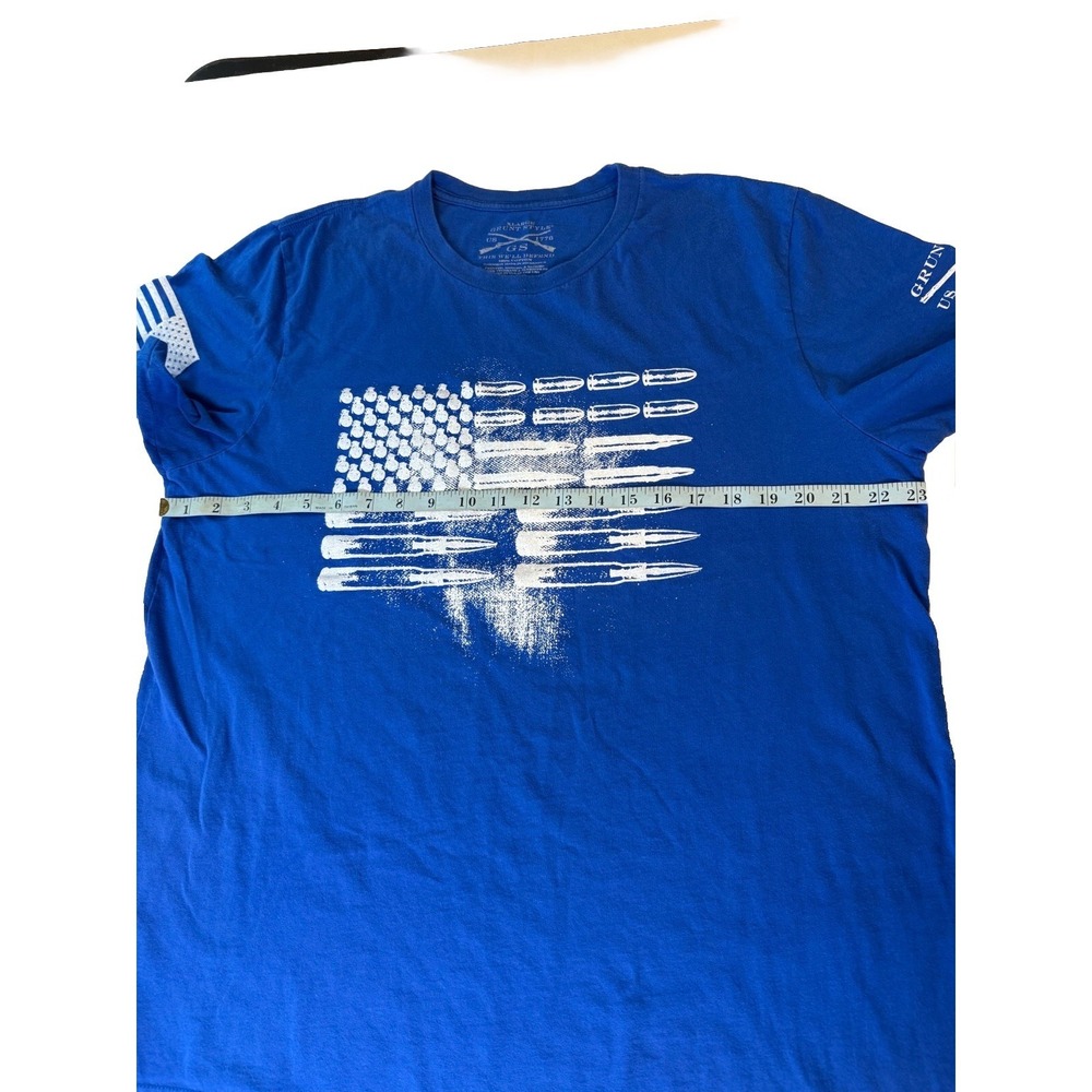 Grunt Style Adult Size XL Blue USA American Flag Shirt Bullets Arms Military - Picture 5 of 8